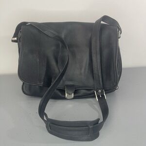 Lufthansa Flight Attendant Leather Bag Dark Blue Made in Germany Rare 1990s VTG